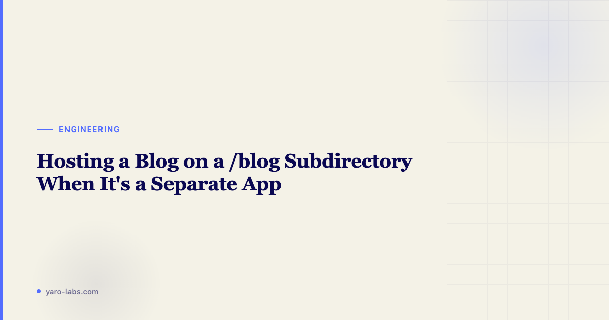 Hosting a Blog on a /blog Subdirectory When It's a Separate App